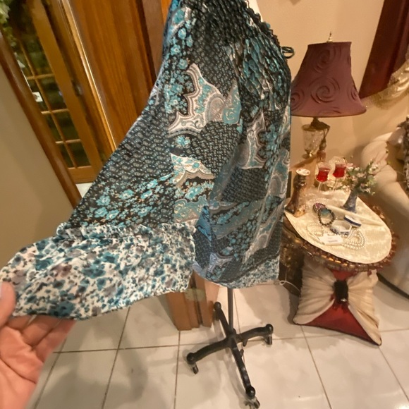 Turquoise black and multicolor blouse in size 1X by notationNotations - Picture 6 of 9